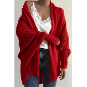 Lovely Batwing Sleeve Red Cardigan
