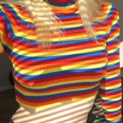 Lovely Trendy Striped Multicolor Sweater