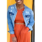 Lovely Leisure Pocket Patched Blue Jacket