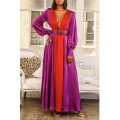 Lovely Casual Deep V Neck Loose Red Floor Length D