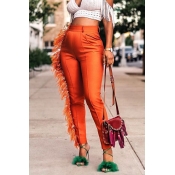 Lovely Casual Tassel Design Orange Pants