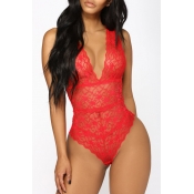 LW SXY Hollow-out Red Teddies