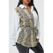Lovely Casual Patchwork White Plus Size Blouse