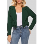 Lovely Casual Zipper Design Blackish Green Short C