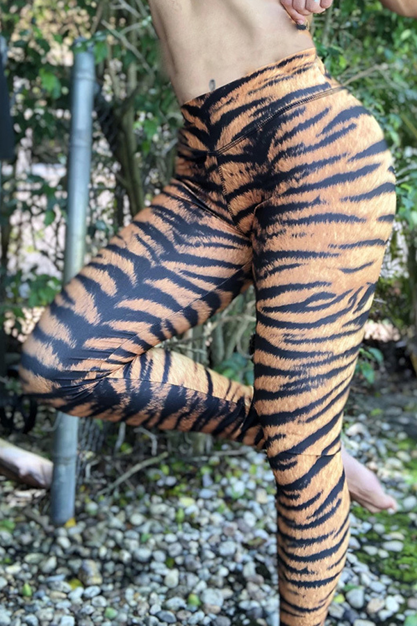 

Lovely Sportswear Skinny Printed Yellow Leggings