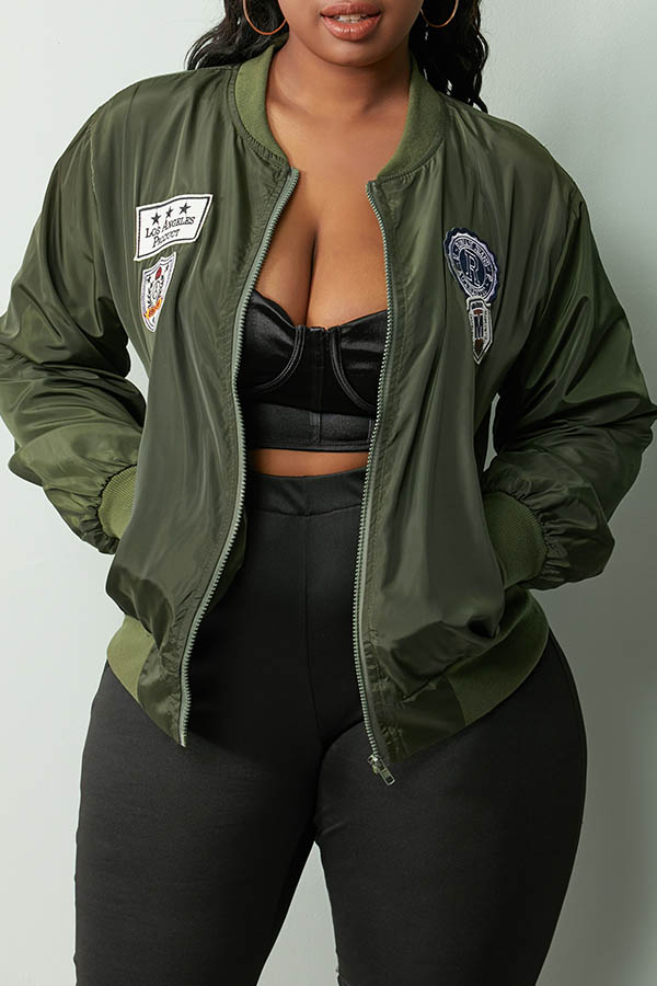 Cheap Coat&Jacket Lovely Trendy Zipper Design Army Green Jacket