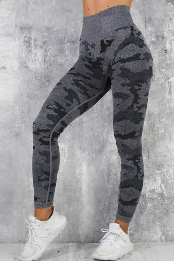 

Lovely Sportswear Camouflage Printed Black Leggings