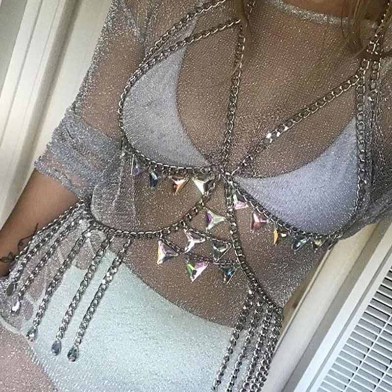 

Lovely Sexy Silver Metal Body Chain