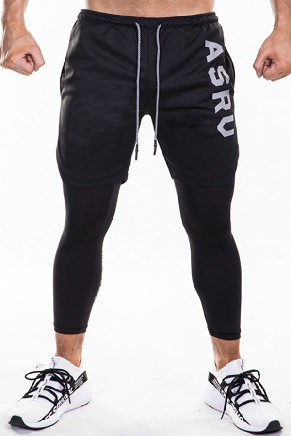 

Lovely Sportswear Patchwork Black Pants