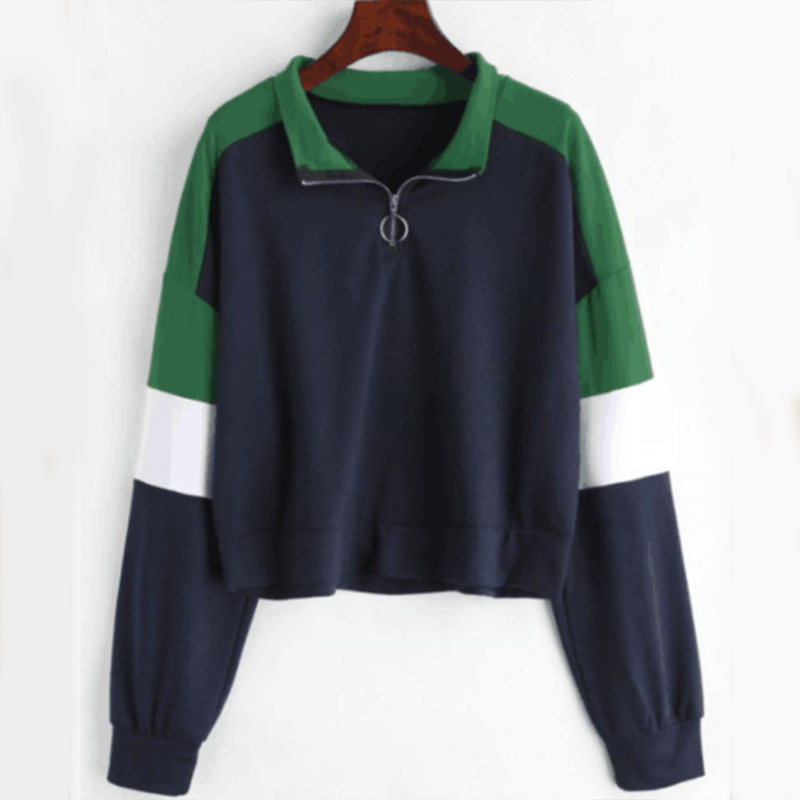 

Lovely Casual Patchwork Dark Blue Sweatshirt Hoodie