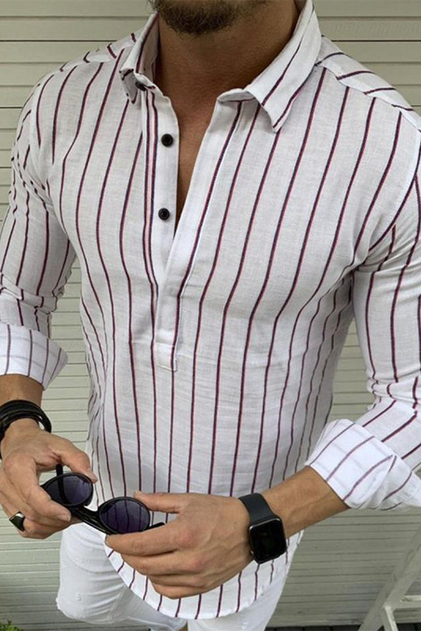 

Lovely Casual Striped White Shirt