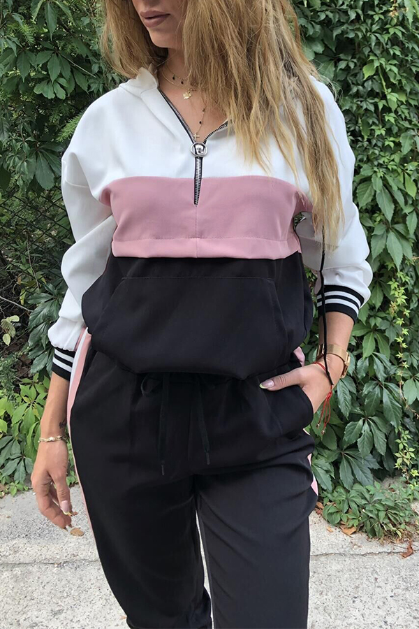 

Lovely Sportswear Patchwork Multicolor Sweatshirt Hoodie, Multi