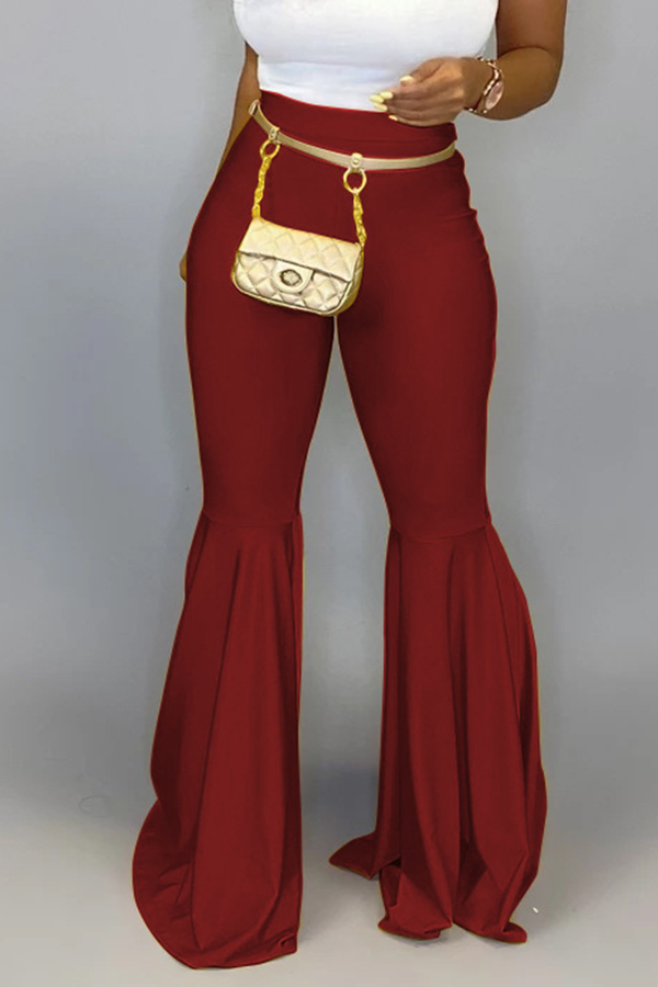 Lovely Casual Flared Wine Red Pants_Pants_Bottoms_LovelyWholesale ...