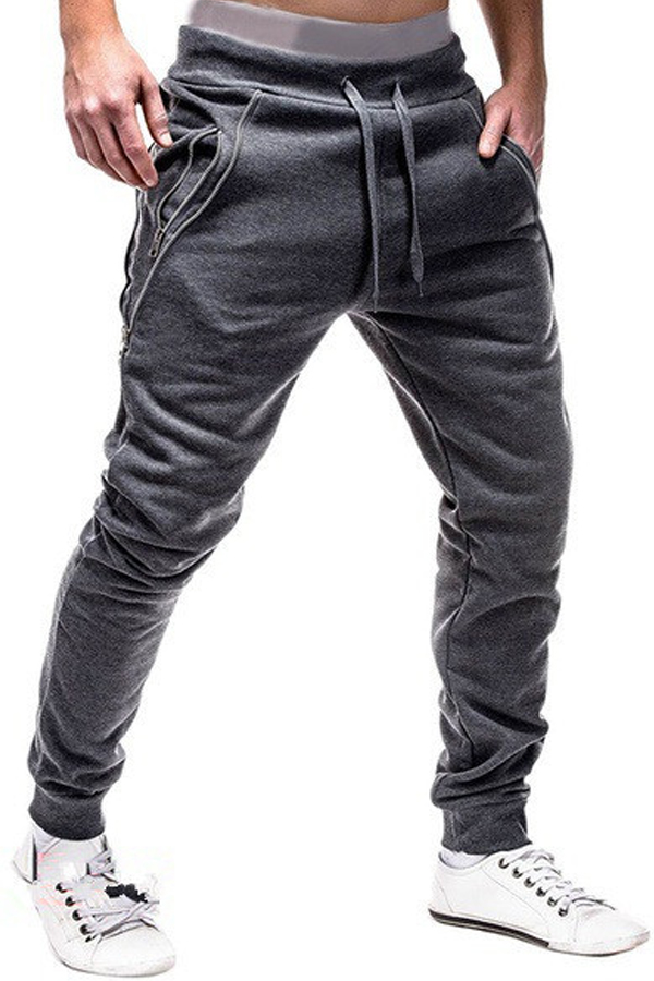 Cheap Pants/Capris Lovely Casual Zipper Dark Grey Pants