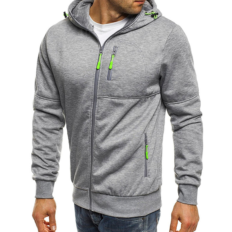 

Lovely Leisure Hooded Collar Zipper Design Light Grey Hoodie