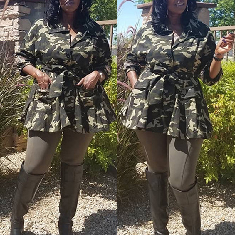 Cheap Plus Size Coat&Jacket Lovely Casual Camouflage Printed Plus Size