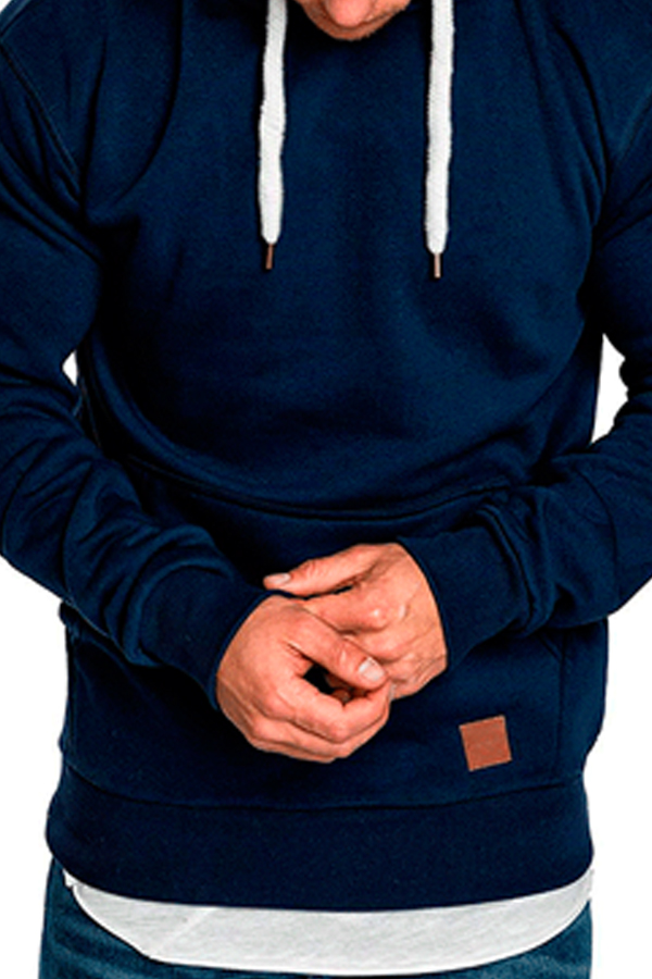 

Lovely Casual Basic Dark Blue Hoodie