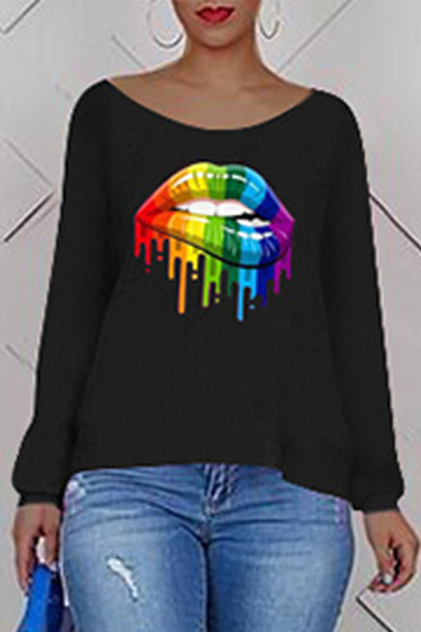 Cheap Hoodies Lovely Casual Cross-over Design Printe Black Sweatshirt