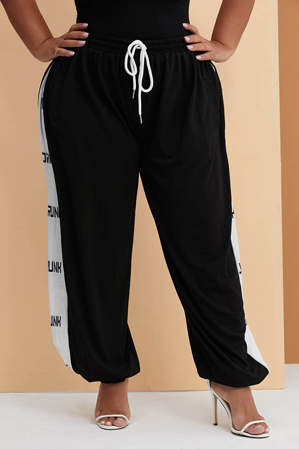 

Lovely Casual Patchwork Black Plus Size Pants
