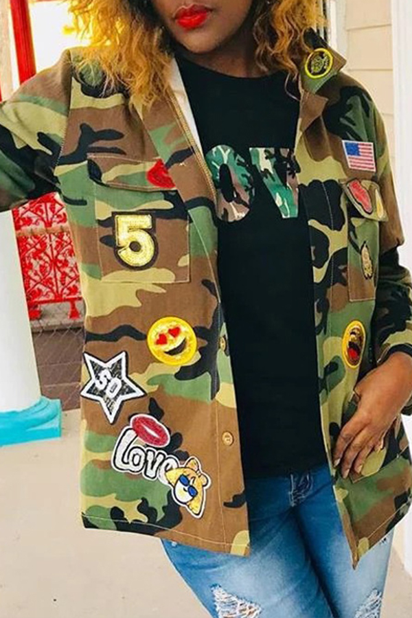 Lovely Trendy Camouflage Printed Coat