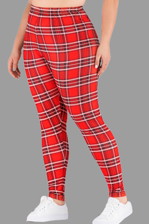 

Lovely Casual Printed Red Plus Size Pants