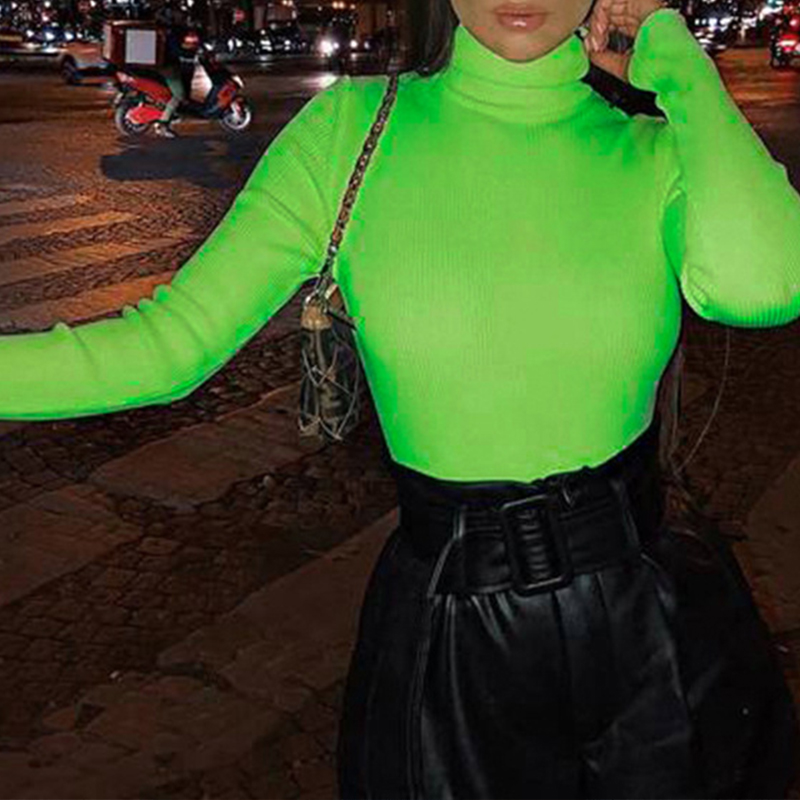 

Lovely Casual Turtleneck Skinny Green Sweater