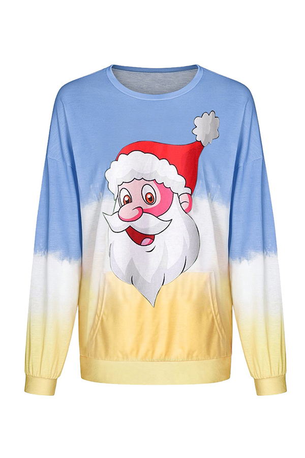 Lovely Christmas Day Printed Blue Sweatshirt Hoodie