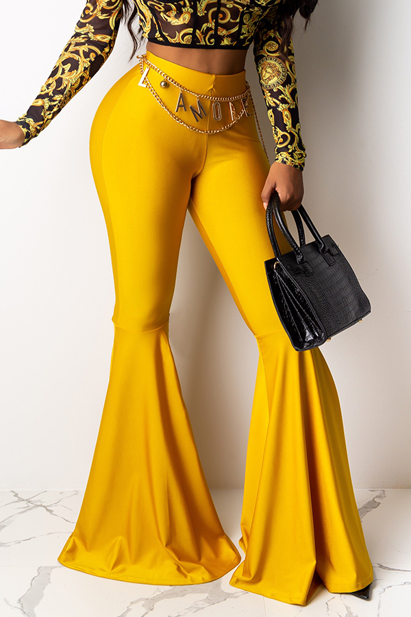 Lovely Casual Flared Yellow Pants_Pants_Bottoms_LovelyWholesale ...