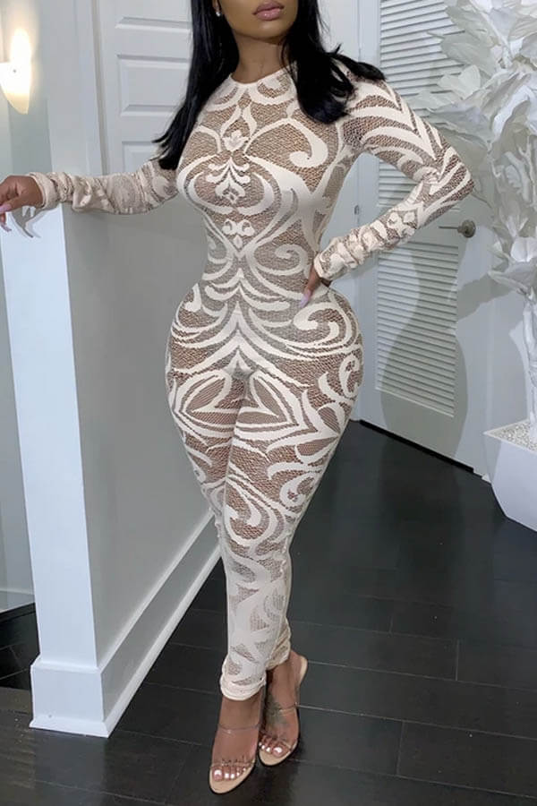 

Lovely Trendy Printed Skinny White One-piece Jumpsuit