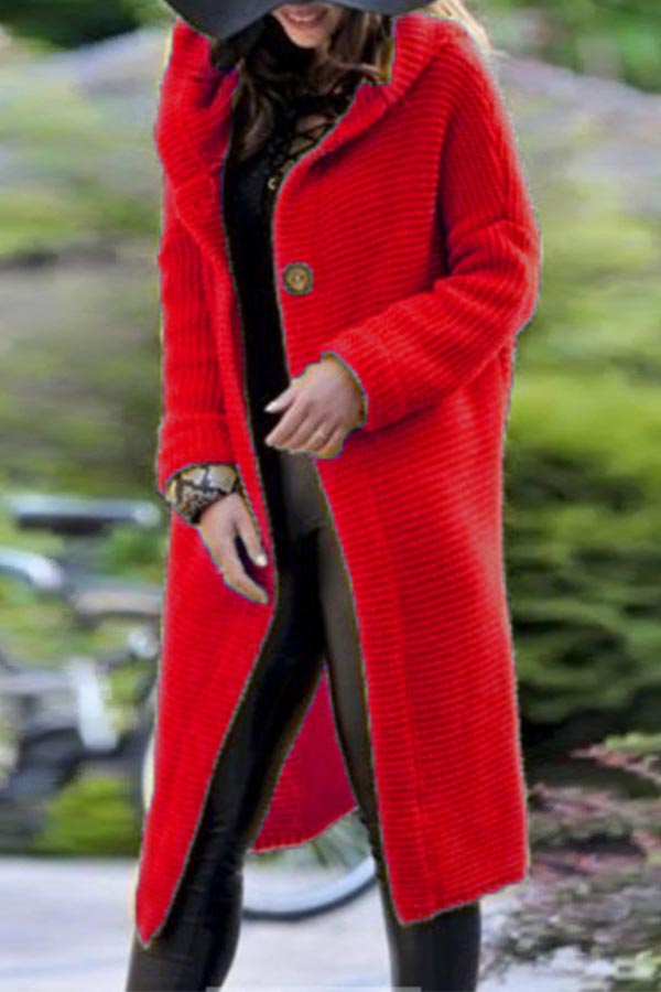 Cheap Wool&Blends Lovely Casual Buttons Red Coat