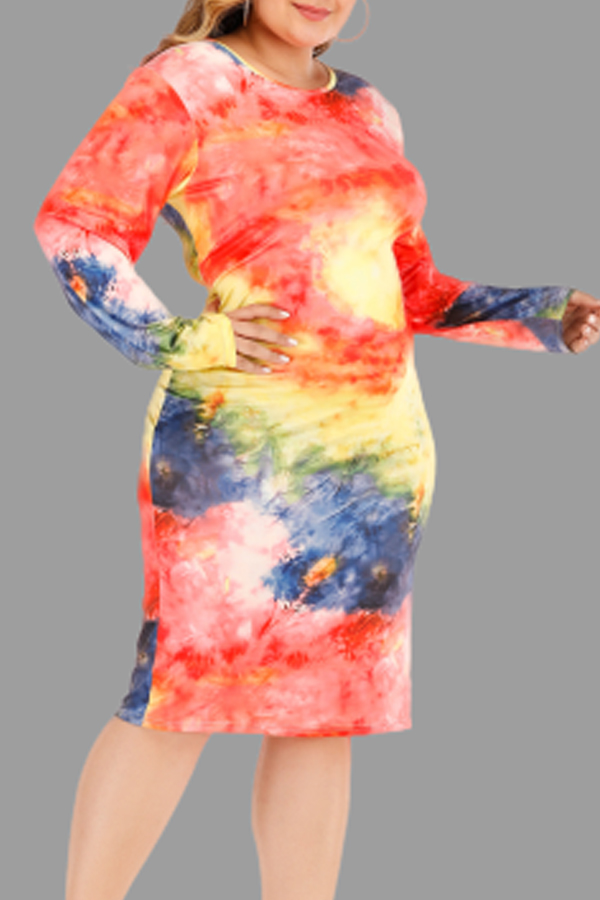 

Lovely Casual Printed Multicolor Knee Length Plus Size Dress, Multi