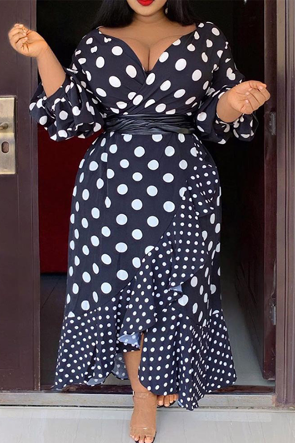 

Lovely Casual Printed Black Floor Length Plus Size Dress