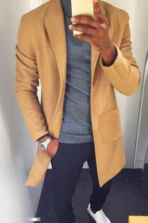 

Lovely Trendy Turndown Collar Yellow Coat