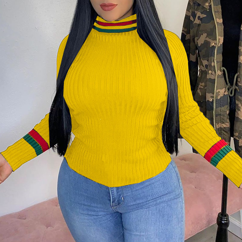 

Lovely Casual Striped Yellow Sweater