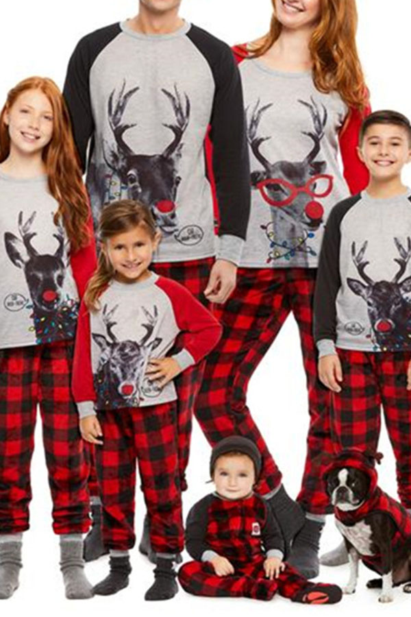 

Lovely Family Printed Red Father Two-piece Pants Set, Blue