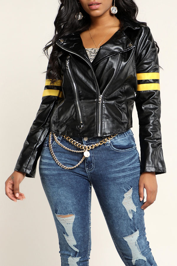 

Lovely Casual Basic Zipper Design Black Jacket