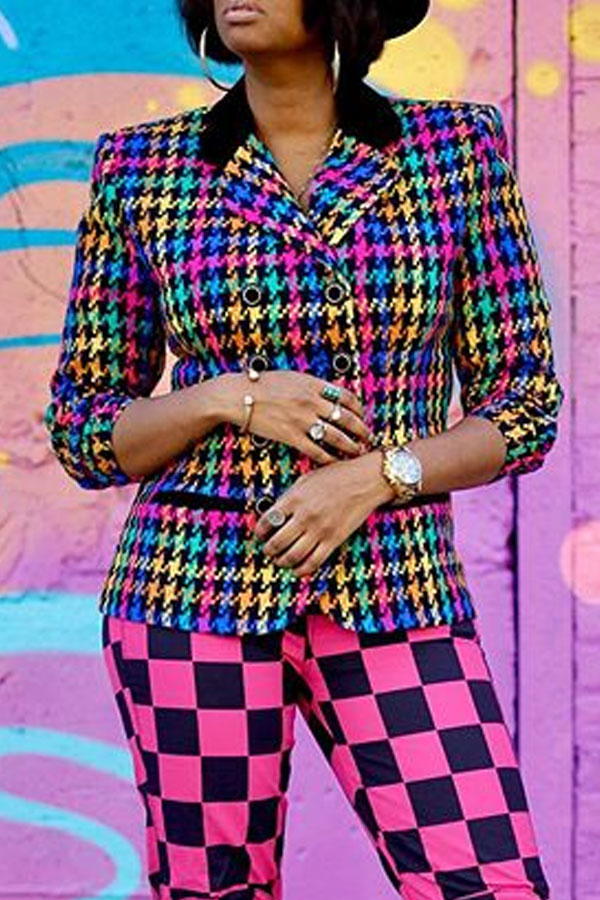 

Lovely Casual Buttons Design Multicolor Coat, Multi