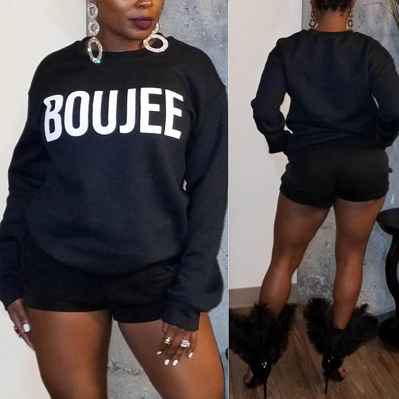 Lovely Casual Letter Printed Black Sweatshirt Hoodie