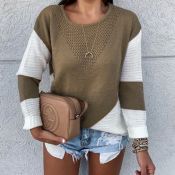 Lovely Leisure Patchwork Brown Sweater