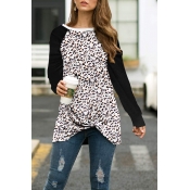 Lovely Casual Turndown Collar Printed Black T-shir