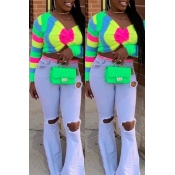 Lovely Casual V Neck Printed Multicolor Sweater