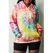 Lovely Casual Hooded Collar Tie-dye Yellow Hoodie(