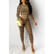 Lovely Casual Printed Croci Two-piece Pants Set