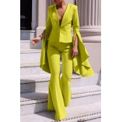 Lovely Work Deep V Neck Olive Yellow Two-piece Pan