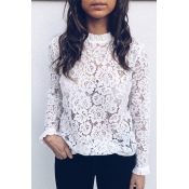 Lovely Leisure Hollow-out White Blouse
