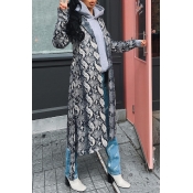 Lovely Casual Printed Silver Coat