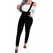 Lovely Casual Backless Black One-piece Jumpsuit