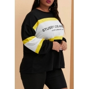 Lovely Leisure Patchwork Black Plus Size Hoodie