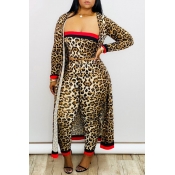 Lovely Trendy Leopard Printed Two-piece Pants Set