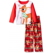 Lovely Family Printed Red Boys Two-piece Pants Set